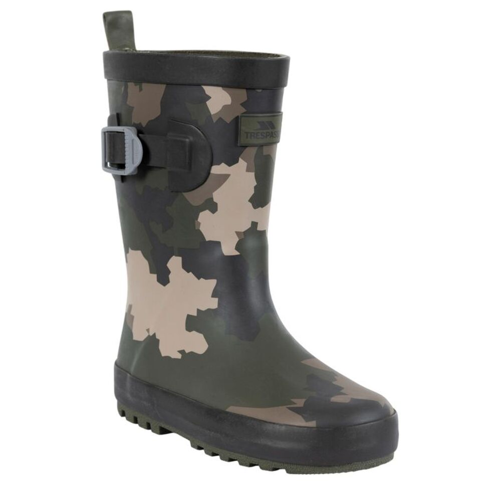 Trespass Childrens/Kids Puddle Camo Galoshes / Green/Brown/Black